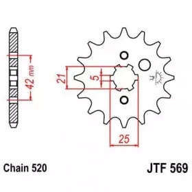 Pignon JT Sprockets 11 Dents Acier Pas 520 Type 569