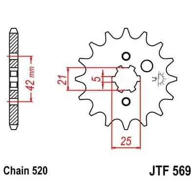 Pignon JT Sprockets 11 Dents Acier Pas 520 Type 569