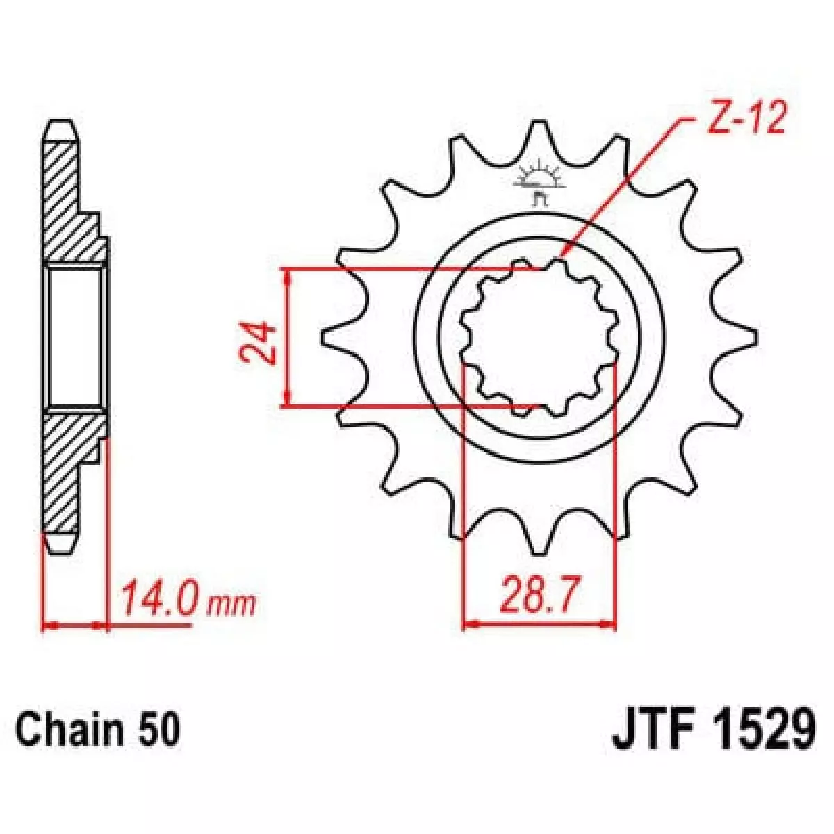 Pignon JT Sprockets 17 Dents Acier Pas 525 Type 1529