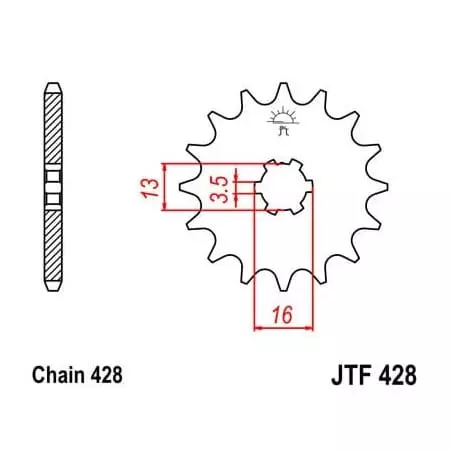 Pignon JT Sprockets 12 Dents Acier Pas 428 Type 428 Suzuki JR80