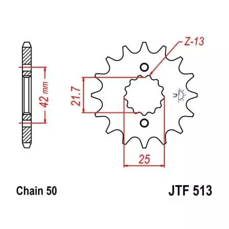 Pignon JT Sprockets 14 Dents Acier Pas 530 Type 513