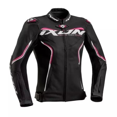 Blouson Femme Ixon Lady Trinity Noir Blanc Fuchsia - Blousons et Vestes Moto Femme IXON