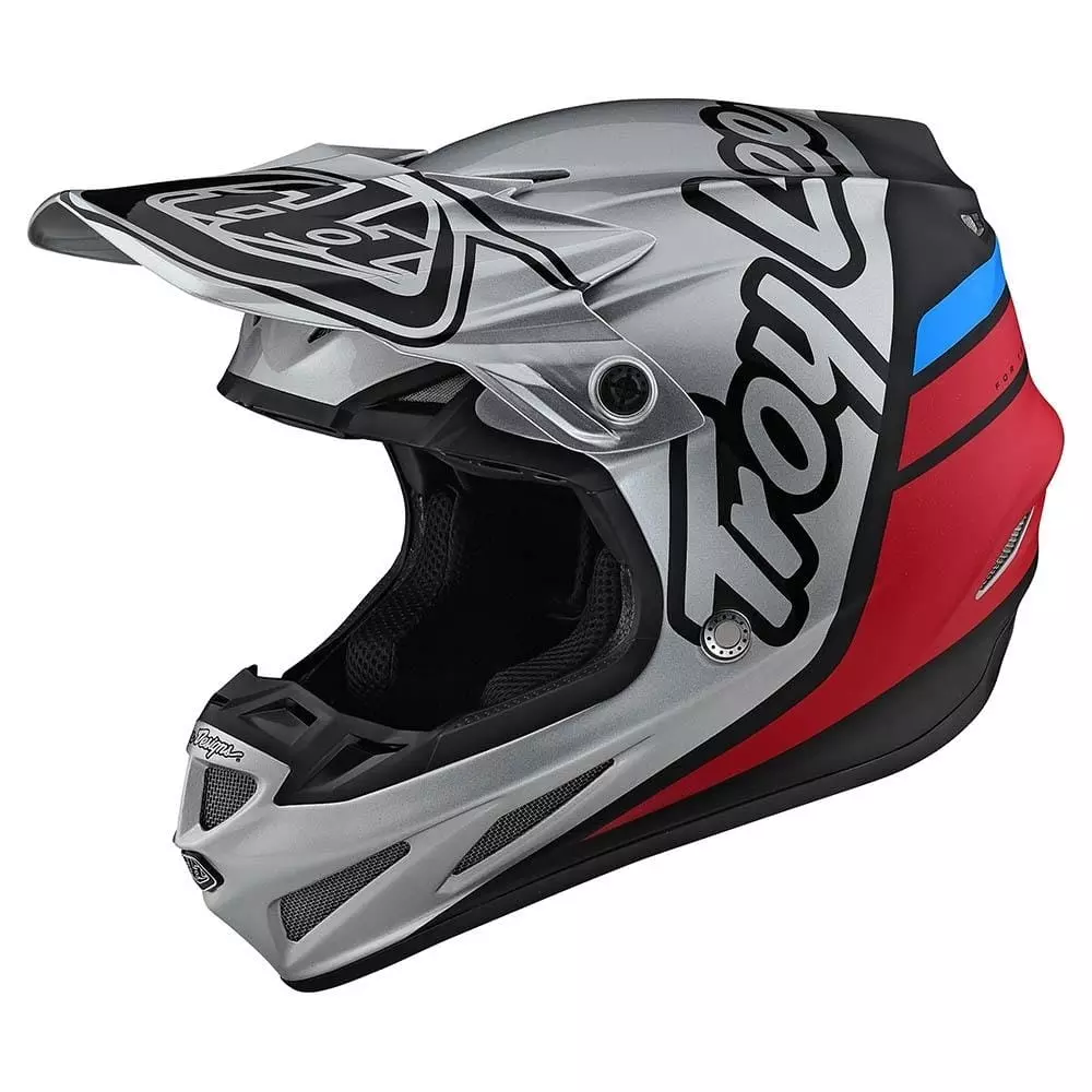 Casque Cross Troy Lee Design SE4 Composite Silhouette Argent Noir