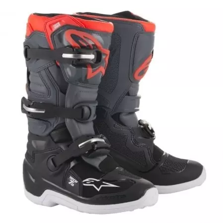 Bottes Cross Enfant Alpinestars Tech 7S Noir Gris Rouge Fluo