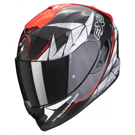 Casque Scorpion Exo-1400 Carbon Air Aranea Noir Rouge Fluo