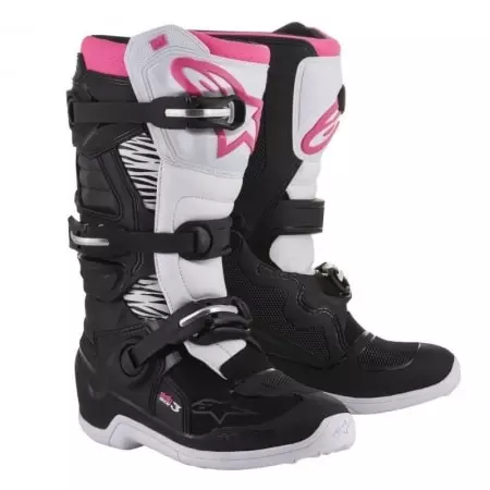 Bottes Cross Femme Alpinestars Stella Tech 3 Noir Blanc Rose