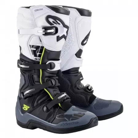 Bottes Cross Alpinestars Tech 5 Blanc Noir Gris