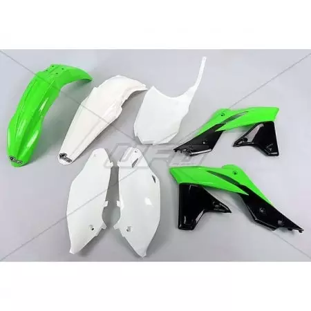 UFO Kit Plastique UFO Couleur Origine (14-15) Vert/Blanc/Noir Kawasaki KX250F 78006399 — noir, vert et blanc