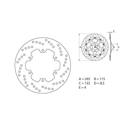 Disque de Frein Arrière Brembo Serie ORO rond fixe Ducati MONSTER S4 - Freinage BREMBO