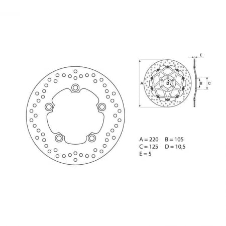 Disque de Frein Arrière Brembo Serie ORO rond fixe Yamaha R6/R1 - Freinage BREMBO