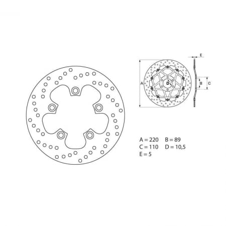Disque de Frein Arrière Brembo Serie ORO rond fixe Suzuki GSX-R 600 - Freinage BREMBO