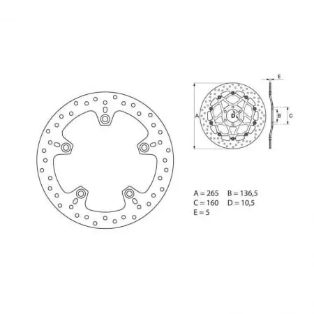 Disque de Frein Arrière Brembo Serie ORO rond fixe BMW F800R - Freinage BREMBO