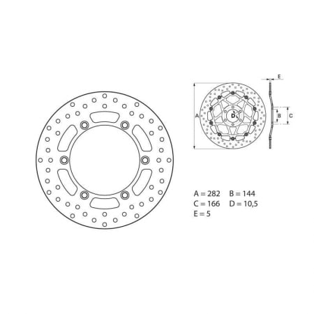 Disque de Frein Arrière Brembo Serie ORO rond fixe Moto Guzzi 1100 V11/SPORT - Freinage BREMBO
