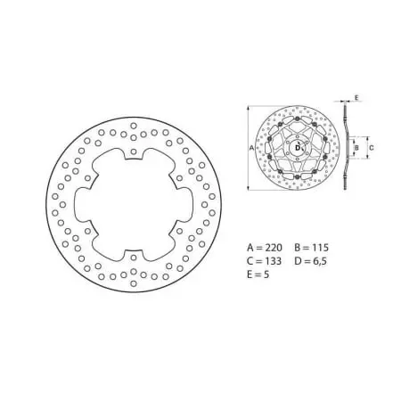 Disque de Frein Arrière Brembo Serie ORO rond fixe Yamaha YZ125 - Freinage BREMBO