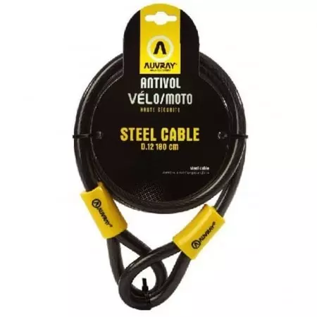 Câble Antivol Auvray Steel Cable 12/180 Noir Jaune