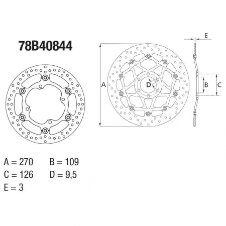 Disque de Frein Avant Brembo Serie Oro rond semi-flottant type 78B40844 - Freinage BREMBO