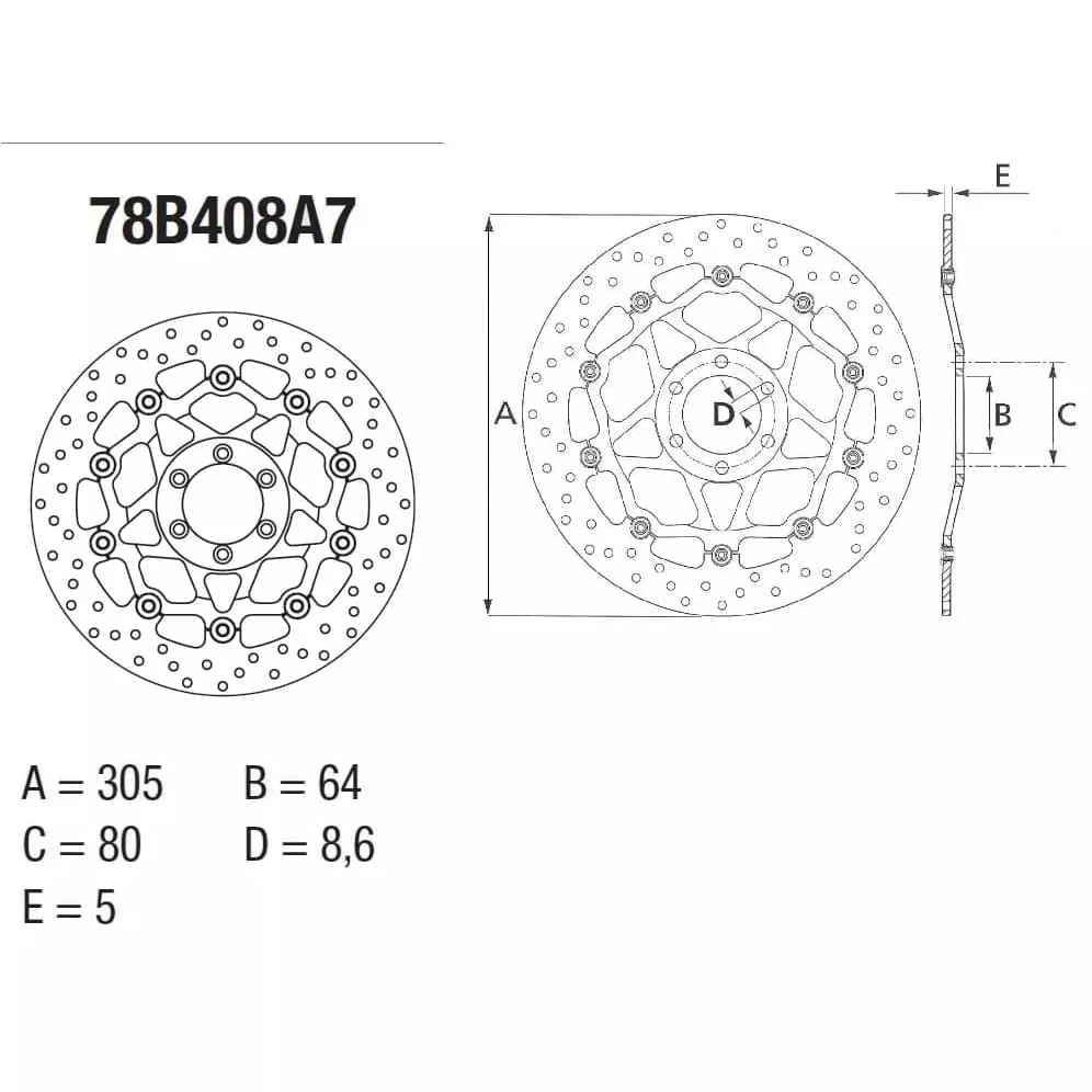 Disque de Frein Avant Brembo Serie Oro rond semi-flottant type 78B408A7