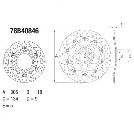 Disque De Frein Avant Brembo Serie ORO Rond Flottant BMW R850R - Freinage BREMBO