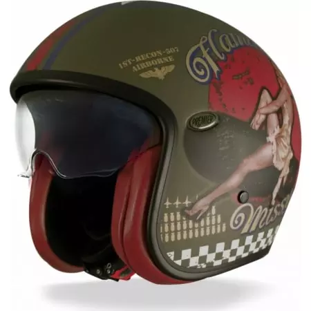 Casque Premier Vintage Pin Up Military BM Kaki