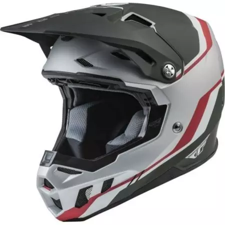 Casque Cross Fly Racing Formula CC Driver Silver Rouge Blanc - Casque Cross FLY RACING