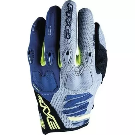 Gants Enduro Five E2 Gris Jaune Fluo Bleu Marine