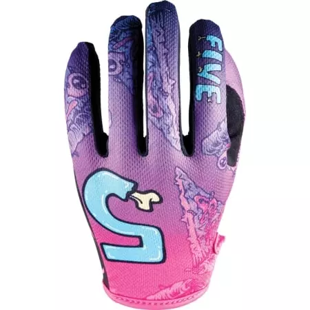 Gants Cross Enfant Five MXF4 Slice Néon Violet