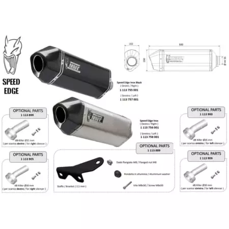 Silencieux Universel MIVV Speed Edge Côté Gauche 1113757001 - Echappement moto MIVV