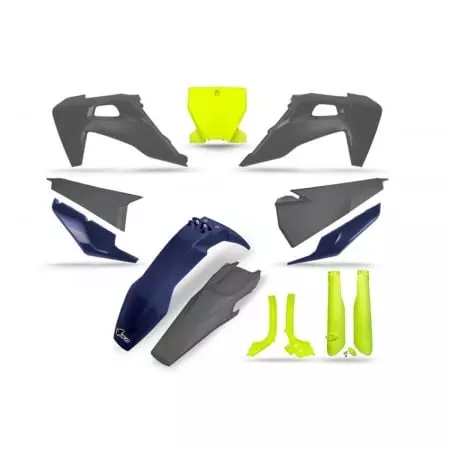 Kit Plastiques UFO Jaune Fluo Bleu Gris