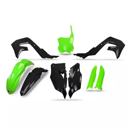 Kit Plastiques UFO Noir Vert Fluo - Carénage et protection UFO
