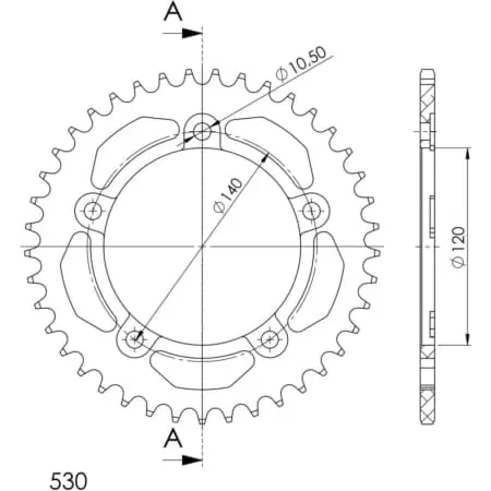 Couronne Alu Supersprox Ral-1800:42-Blk