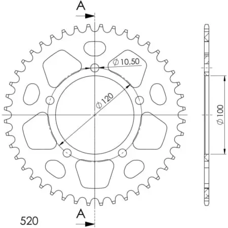 Couronne Supersprox Alu Ral-703:44 Bnz 51-32208-44