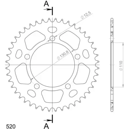 Couronne Supersprox Alu Ral-7_520:44-Blk 51-32238-44
