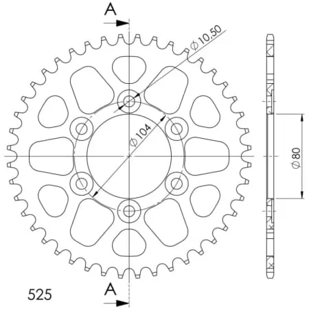 Couronne Alu Supersprox Ral-1489:44-Blk