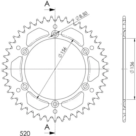 Couronne Supersprox Alu Jta822-45 51-32043-45 Ral-1512:45-Blk