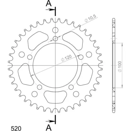 Couronne Supersprox Alu Ral-703:40-Blk 51-32208-40