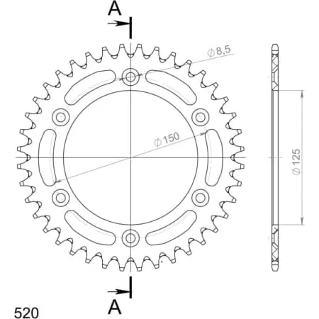 Couronne Supersprox Alu Ral-990:40-Blk