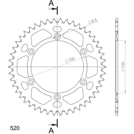 Couronne Alu Supersprox Ral-245:46-Blk