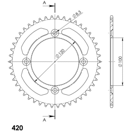Couronne Alu Supersprox Ral-6622:48-Blk