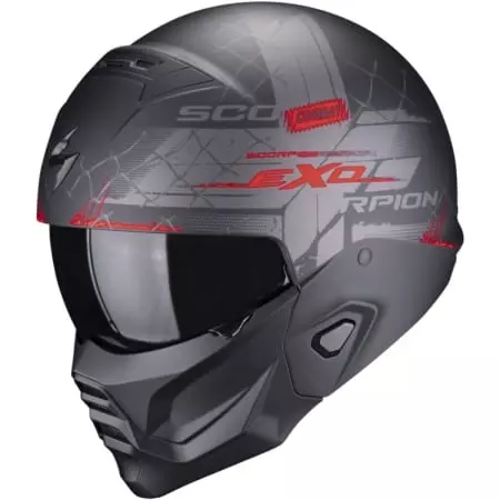 Casque Scorpion Exo-Combat II Xenon Noir Mat Rouge