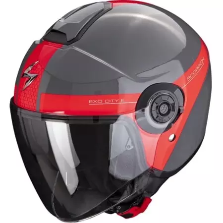 Casque Scorpion Exo-City II Short Gris Rouge