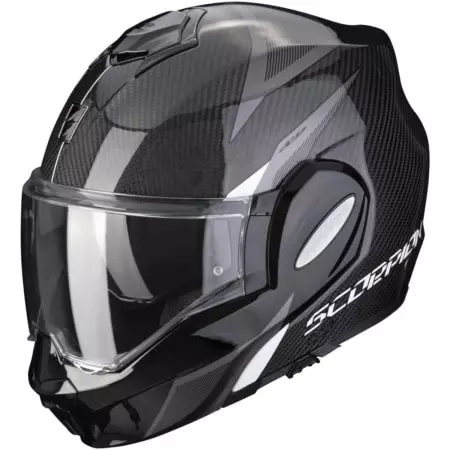 Casque Scorpion Exo-Tech Evo Carbon Top Noir Blanc