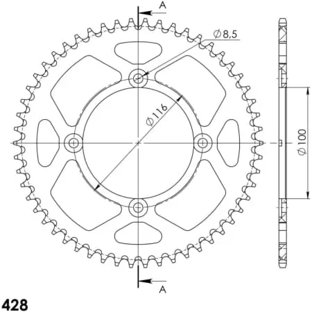 Couronne Alu Supersprox Ral-462:54