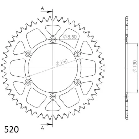 Couronne Alu Supersprox Ral-245:50 Rouge