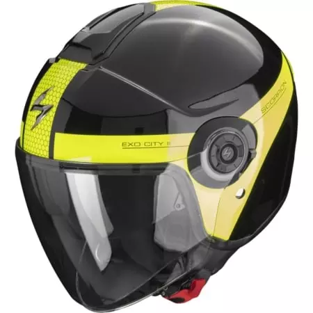 Casque Scorpion Exo-City II Short Noir Metal Jaune Fluo