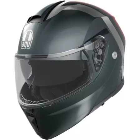 Casque AGV Streetmodular Resia Mat Gris Argent Rouge