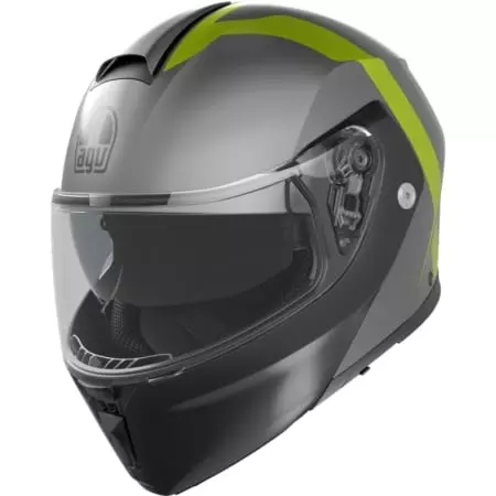 Casque AGV Streetmodular Resia Mat Gris Noir Jaune Fluo