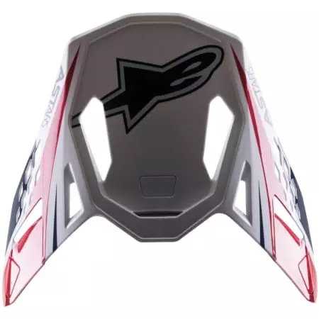 Visière Cross Alpinestars Visor Supertech S-M10 Carbon Meta 2 Blanc Rouge Bleu Brillant