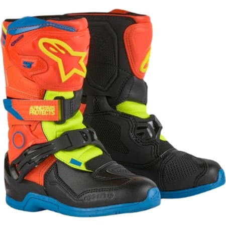 Bottes Enfant Cross Alpinestars Tech 3S Youth Orange Jaune Fluo - Equipement cross enfant ALPINESTARS