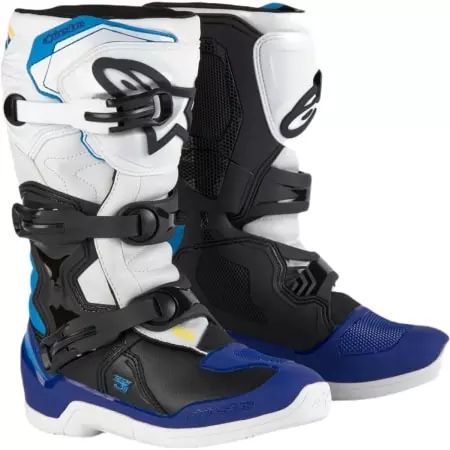 Bottes Enfant Cross Alpinestars Tech 3S Youth Blanc Bleu - Equipement cross enfant ALPINESTARS