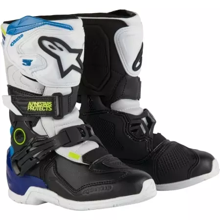 Bottes Enfant Cross Alpinestars Tech 3S Kids Blanc Noir Bleu Émail